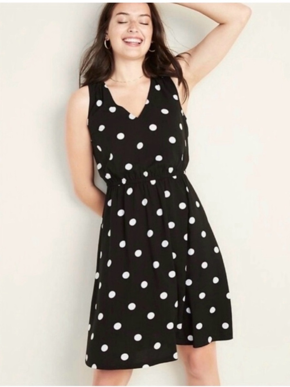 Old Navy Black Polka Dot Dress Size Small